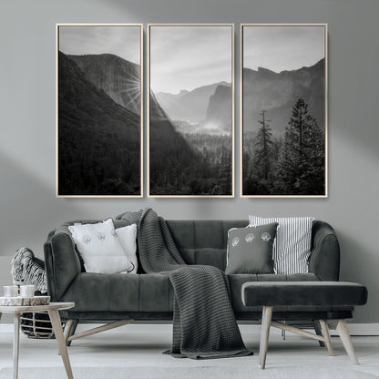 39278955-MGV-CV-36X24-Yosemite Valley Wall Art Canvas Print, Framed El Capitan Art Picture Print, Misty Mountain Perfect Modern Rustic Decor Artwork
