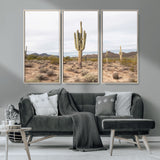 96147924-MGV-CV-36X24-Saguaro Cactus Wall Art Canvas Print, Framed Desert Cactus Art Picture Print, Earthy Desert Perfect Southwestern Boho Decor