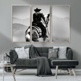 83102464-MGV-CV-36X24-Western Cowboy Wall Art Canvas Print, Framed Monochrome Horse Art Picture Print, Western Equestrian Perfect Rustic Western Decor