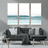56345117-MGV-CV-36X24-Minimalist Surfing Wall Art Canvas Print, Framed Ocean Waves Art Picture Print, Soft Ocean Perfect Minimalist Coastal Decor