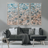 26580287-MGV-CV-36X24-Clear Water Wall Art Canvas Print, Framed Sunlit Ripples Art Picture Print, Ocean Texture Perfect Modern Coastal Decor Artwork