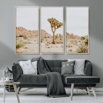 67109959-MGV-CV-36X24-Joshua Tree Wall Art Canvas Print, Framed Neutral Desert Art Picture Print, Earthy Landscape Perfect Neutral Boho Decor Artwork