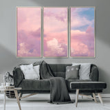 22874890-MGV-CV-36X24-Pastel Sky Wall Art Canvas Print, Framed Dreamy Cloudscape Art Picture Print, Sunset Glow Perfect Minimalist Serenity Decor