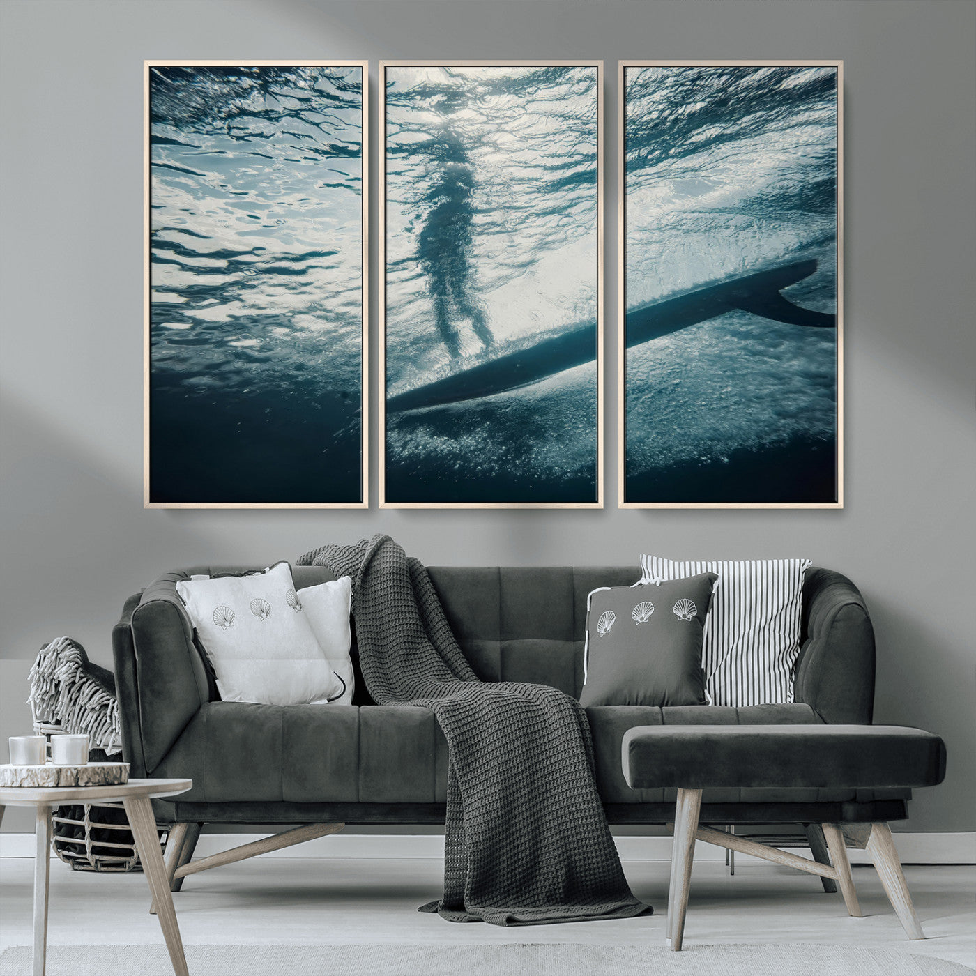 71192524-MGV-CV-36X24-Submerged Surf Wall Art Canvas Print, Framed Underwater Perspective Art Picture Print, Ocean Surf Perfect Coastal Adventure Decor