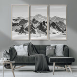 46884246-MGV-CV-36X24-Snowy Mountain Wall Art Canvas Print, Framed Mountain Peaks Art Picture Print, Alpine Mountains Perfect Minimalist Alpine Decor
