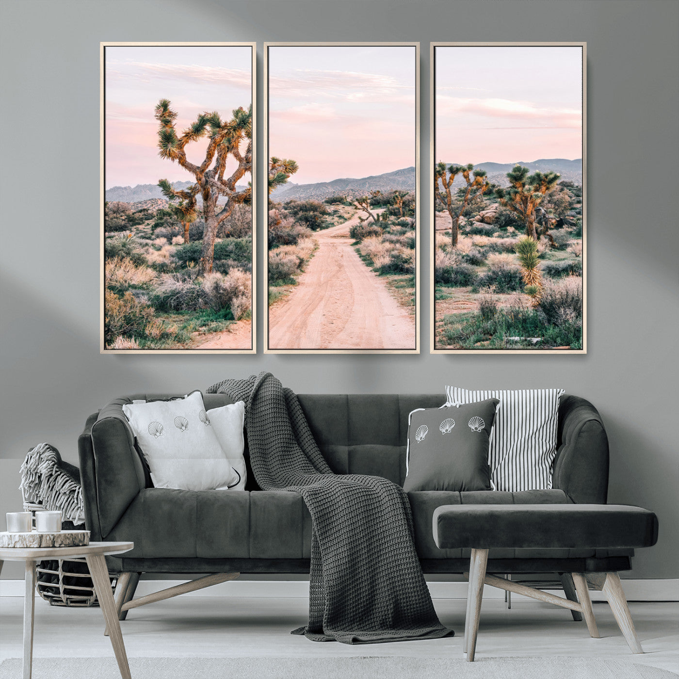 12540952-MGV-CV-36X24-Joshua Tree Park Wall Art Canvas Print, Framed Desert Road Art Picture Print, Sunset Drive Perfect Southwestern Boho Decor Artwork