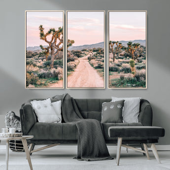 12540952-MGV-CV-36X24-Joshua Tree Park Wall Art Canvas Print, Framed Desert Road Art Picture Print, Sunset Drive Perfect Southwestern Boho Decor Artwork