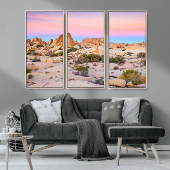 96167137-MGV-CV-36X24-Vibrant Sunset Sky Wall Art Canvas Print, Framed Joshua Tree Art Picture Print, Rugged Terrain Perfect Southwestern Boho Decor