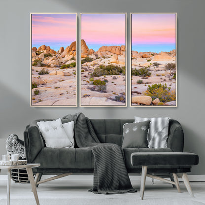 96167137-MGV-CV-36X24-Vibrant Sunset Sky Wall Art Canvas Print, Framed Joshua Tree Art Picture Print, Rugged Terrain Perfect Southwestern Boho Decor
