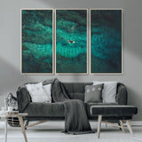 93287752-MGV-CV-36X24-Ocean Surf Wall Art Canvas Print, Framed Blue Waters Art Picture Print, Vibrant Seascape Perfect Coastal Adventure Decor Artwork