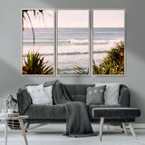 23287092-MGV-CV-36X24-Ocean Surfer Wall Art Canvas Print, Framed Coastal Surf Art Picture Print, Tropical Beach Perfect Tropical Coastal Decor Artwork