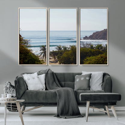 88336640-MGV-CV-36X24-Tropical Beach Scene Wall Art Canvas Print, Framed Coastal Photography Art Picture Print, Ocean Horizon Art Perfect Coastal Boho