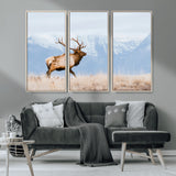 96024025-MGV-CV-36X24-Elk Photography Wall Art Canvas Print, Framed Mountain Wildlife Art Picture Print, Rustic Lodge Decor Perfect Rustic Lodge Decor