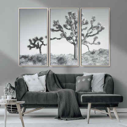 29996209-MGV-CV-36X24-Joshua Tree Art Wall Art Canvas Print, Framed Black White Landscape Art Picture Print, Desert Tree Decor Perfect Southwestern Boho