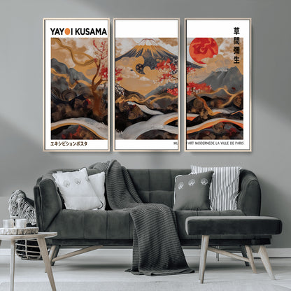 85375874-MGV-CV-36X24-Mount Fuji Abstract Wall Art – Japanese Landscape Canvas Print, Cherry Blossom & Red Sun Painting, Elegant Modern Zen Asian Home