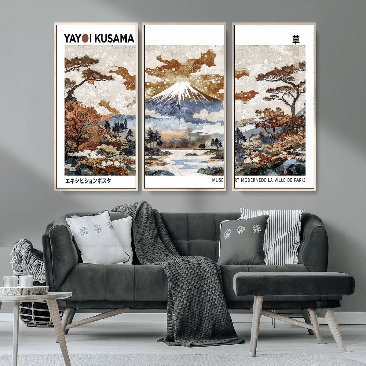 80111817-MGV-FC-48X32-3P_Natural-Japanese Landscape Wall Art – Mount Fuji Autumn Canvas Print, Asian Inspired Nature Decor for Living Room, Bedroom, Office or