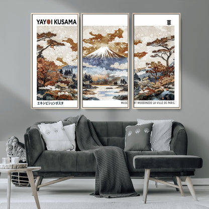 80111817-MGV-FC-48X32-3P_Natural-Japanese Landscape Wall Art – Mount Fuji Autumn Canvas Print, Asian Inspired Nature Decor for Living Room, Bedroom, Office or