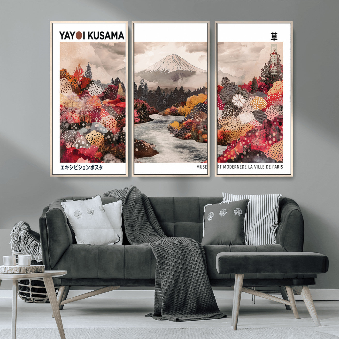 32352074-MGV-CV-36X24-Japanese Landscape Wall Art – Mount Fuji River Canvas Print, Modern Asian Inspired Nature Decor for Living Room, Bedroom, Office