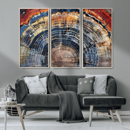 38987581-MGV-CV-36X24-Tree Ring Art Wall Art Canvas Print, Framed Rustic Wall Decor Art Picture Print, Nature Grain Print Perfect Modern Rustic Decor