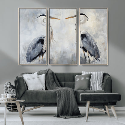 90806932-MGV-CV-36X24-Heron Wall Art Wall Art Canvas Print, Framed Bird Canvas Decor Art Picture Print, Nature Inspired Perfect Coastal Minimalist Decor