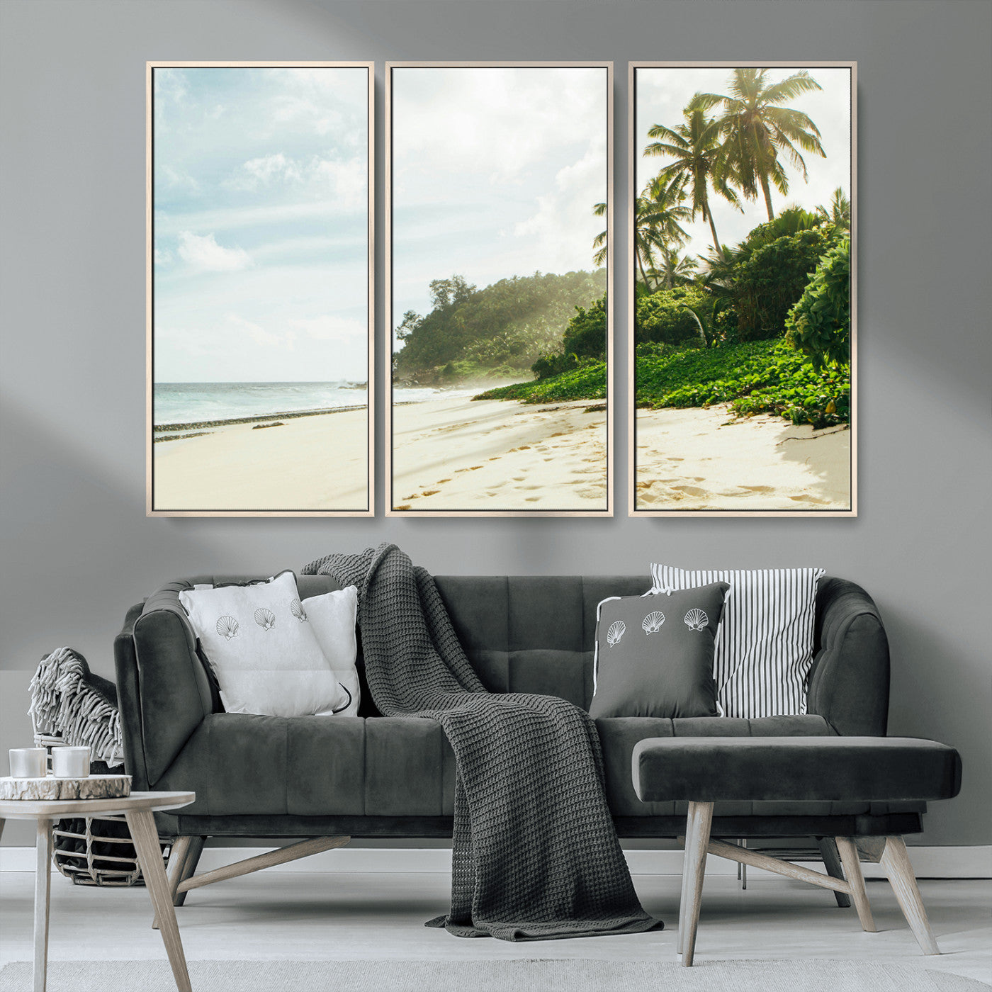 42984524-MGV-CV-36X24-Relaxing Beach Wall Art Canvas Print, Framed Ocean View Art Picture Print, Coastal Serenity Perfect Tropical Coastal Decor Artwork