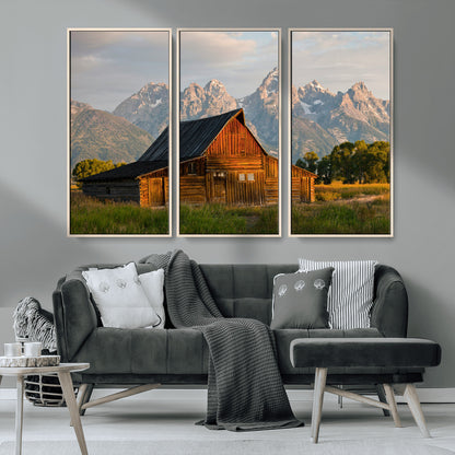 31771014-MGV-CV-36X24-Rustic Barn Wall Art Canvas Print, Framed Western Landscape Art Picture Print, Farmhouse Style Perfect Rustic Farmhouse Decor