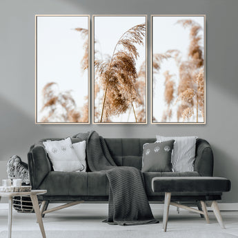 17019393-MGV-CV-36X24-Pampas Grass Wall Art Canvas Print, Framed Neutral Tones Art Picture Print, Minimalist Nature Perfect Boho Minimalist Decor