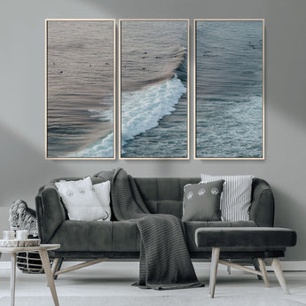 23077324-MGV-CV-36X24-Ocean Waves Wall Art Canvas Print, Framed Coastal Serenity Art Picture Print, Surf Aesthetic Perfect Modern Coastal Decor Artwork