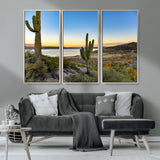 52844711-MGV-CV-36X24-Saguaro Cactus Wall Art Canvas Print, Framed Desert Sunset Art Picture Print, Southwestern Scene Perfect Southwestern Rustic Decor