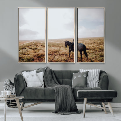 57597730-MGV-CV-36X24-Cowboy Wall Art Wall Art Canvas Print, Framed Western Canvas Art Picture Print, Rustic Ranch Scene Perfect Rustic Western Decor