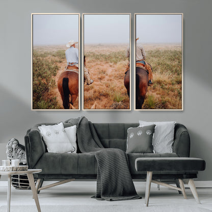 54943176-MGV-CV-36X24-Cowboy Wall Art Wall Art Canvas Print, Framed Western Canvas Art Picture Print, Rustic Ranch Scene Perfect Rustic Western Decor