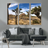 25722592-MGV-CV-36X24-Joshua Tree Desert Wall Art Canvas Print, Framed Southwestern Nature Art Picture Print, Rustic Earth Tones Perfect Southwestern