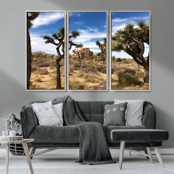 25722592-MGV-CV-36X24-Joshua Tree Desert Wall Art Canvas Print, Framed Southwestern Nature Art Picture Print, Rustic Earth Tones Perfect Southwestern