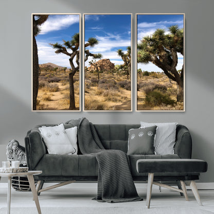 25722592-MGV-CV-36X24-Joshua Tree Desert Wall Art Canvas Print, Framed Southwestern Nature Art Picture Print, Rustic Earth Tones Perfect Southwestern