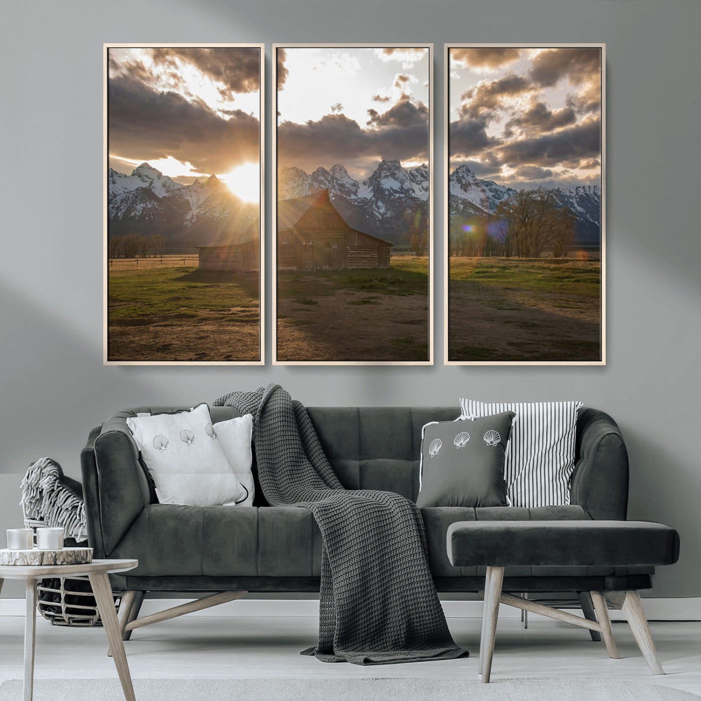 52555760-MGV-CV-36X24-Snowy Peaks Wall Art Canvas Print, Framed Nature Escape Art Picture Print, Rustic Charm Perfect Rustic Western Decor Artwork