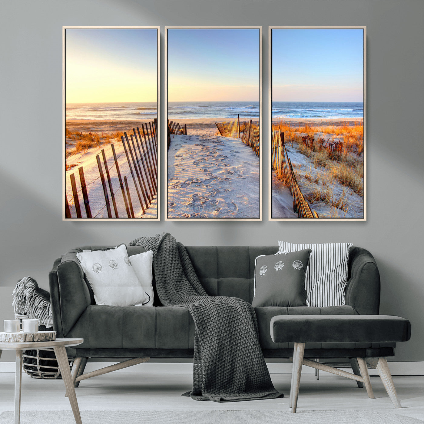 73351887-MGV-CV-36X24-Ocean Sunset Wall Art Wall Art Canvas Print, Framed Nautical Photography Art Picture Print, Summer Beach House Decor Perfect