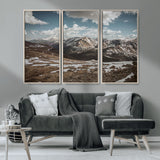 44565953-MGV-CV-36X24-Mountain Landscape Wall Art Canvas Print, Framed Snowy Peaks Art Picture Print, Rugged Highlands Perfect Rustic Adventure Decor