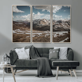 44565953-MGV-CV-36X24-Mountain Landscape Wall Art Canvas Print, Framed Snowy Peaks Art Picture Print, Rugged Highlands Perfect Rustic Adventure Decor