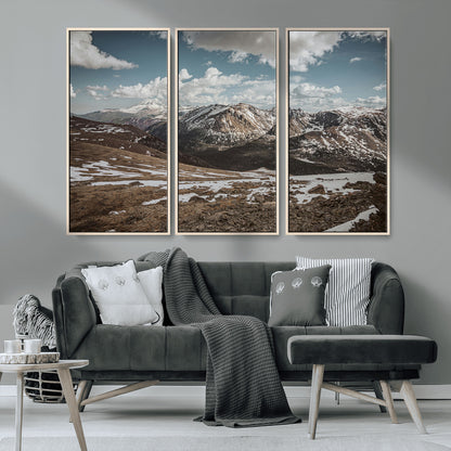 44565953-MGV-CV-36X24-Mountain Landscape Wall Art Canvas Print, Framed Snowy Peaks Art Picture Print, Rugged Highlands Perfect Rustic Adventure Decor