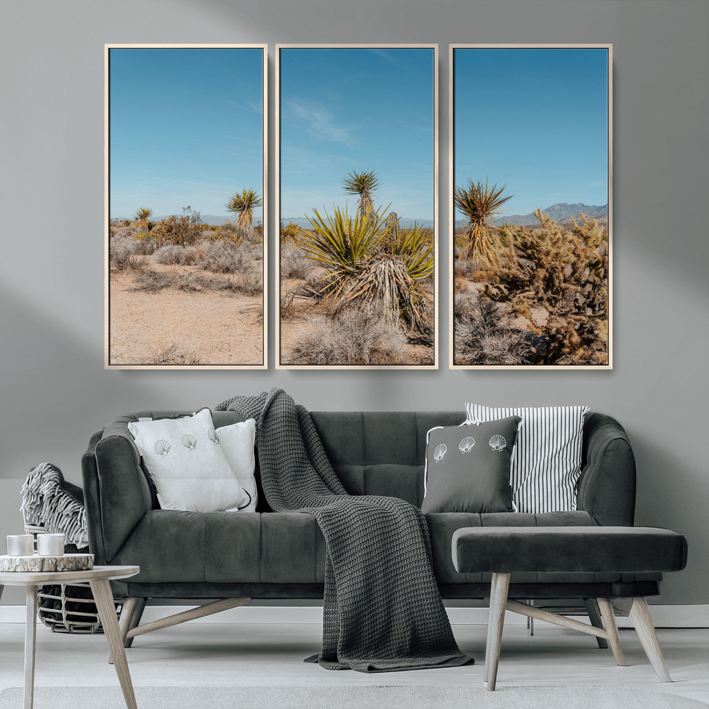 35156165-MGV-CV-36X24-Joshua Tree Wall Art Canvas Print, Framed Desert Landscape Art Picture Print, Warm Earth Tones Perfect Southwestern Minimalist