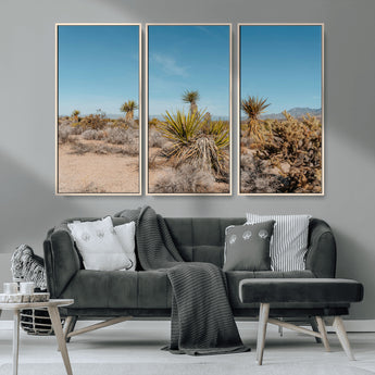 35156165-MGV-CV-36X24-Joshua Tree Wall Art Canvas Print, Framed Desert Landscape Art Picture Print, Warm Earth Tones Perfect Southwestern Minimalist
