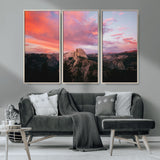 32786115-MGV-CV-36X24-Half Dome Wall Art Canvas Print, Framed Yosemite National Park Art Picture Print, Dramatic Sunset Perfect Adventurous Wilderness