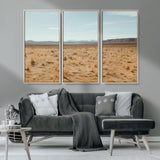 55918919-MGV-CV-36X24-Desert Landscape Wall Art – Golden Grass Plains and Mountain Horizon Canvas Print, Southwest Nature Photography Decor for Living