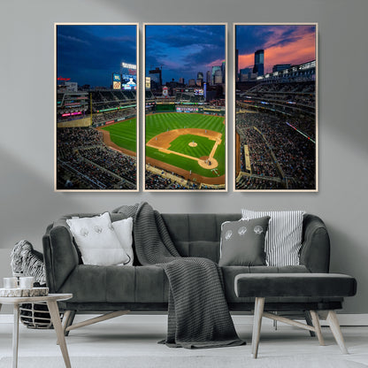 68222753-MGV-CV-36X24-Baseball Stadium Wall Art – Panoramic Night Game Canvas Print, Sports Decor for Man Cave, Office, Bar, or Living Room
