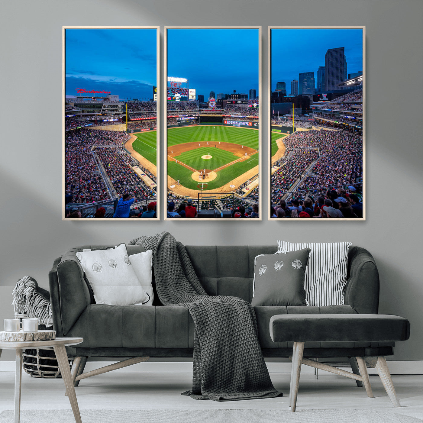77273035-MGV-CV-36X24-Baseball Stadium Wall Art – Panoramic Evening Game Canvas Print, Sports Fan Decor for Man Cave, Office, Bar, or Living Room