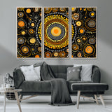 45478523-MGV-CV-36X24-Abstract Circle Wall Art – Bold Black and Gold Dot Painting Canvas Print, Modern Geometric Mandala Style Decor for Living Room or