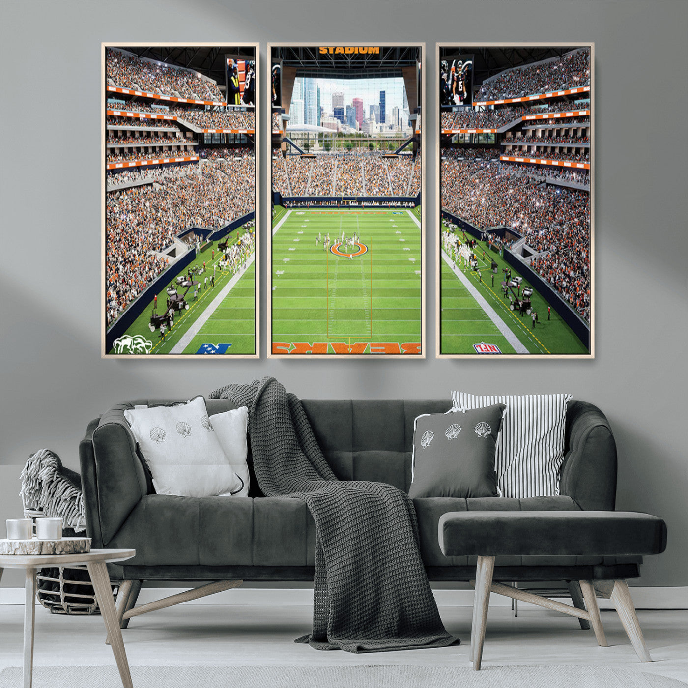 76935553-MGV-CV-36X24-Football Stadium Wall Art – Panoramic Game Day Canvas Print, Sports Decor for Man Cave, Office, Bar, or Living Room