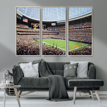 32530647-MGV-CV-36X24-Chicago Bears Stadium Wall Art – Futuristic Dome Arena Canvas Print, Modern Football Concept Design Decor for Man Cave, Bar, or