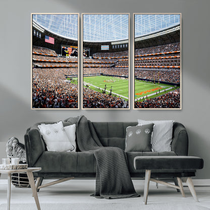 32530647-MGV-CV-36X24-Chicago Bears Stadium Wall Art – Futuristic Dome Arena Canvas Print, Modern Football Concept Design Decor for Man Cave, Bar, or