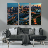 36690345-MGV-CV-36X24-Soldier Field Wall Art – Chicago Bears Stadium Aerial Night Canvas Print, City Skyline Football Decor for Living Room, Office, or